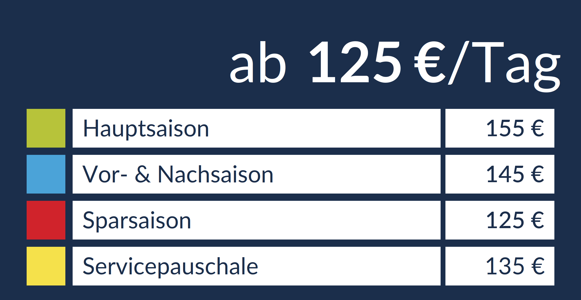 ab 125 Euro pro Tag